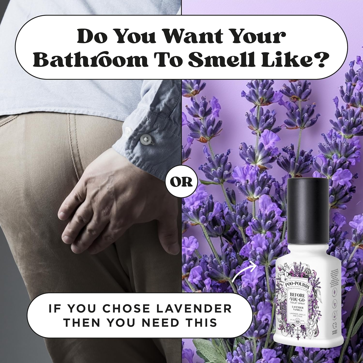 Poo-Pourri Toilet Spray - Lavender Vanilla Odor Eliminator | 2 Fl Oz, Up to 100 Uses, TSA Approved