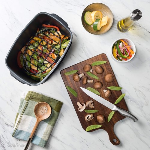 GOURMEX Black Oval Roasting Rack with Integrated Feet | Stainless Steel Kitchen Rack With Non-Stick Coating, PTFE Free | Oven and Dishwasher Safe | Ideal for Cooking, Roasting, Drying, Grilling
