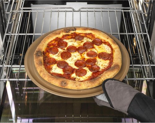 GoodCook BestBake Nonstick Pizza Pan - Textured Carbon Steel, 16-Inch, Bronze Finish