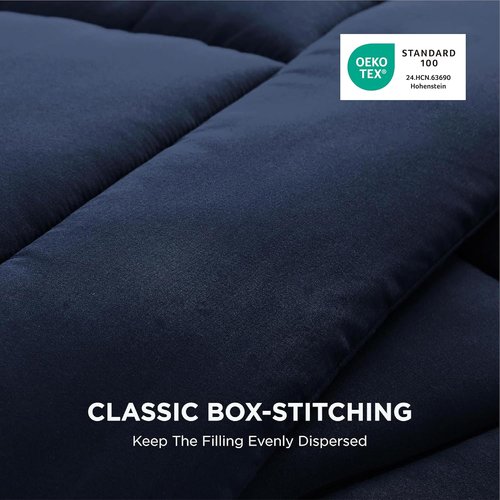 Bedsure Comforter Duvet Insert - Quilted Twin Size All-Season Down Alternative Bedding | Navy Blue 88 x 68 Inches