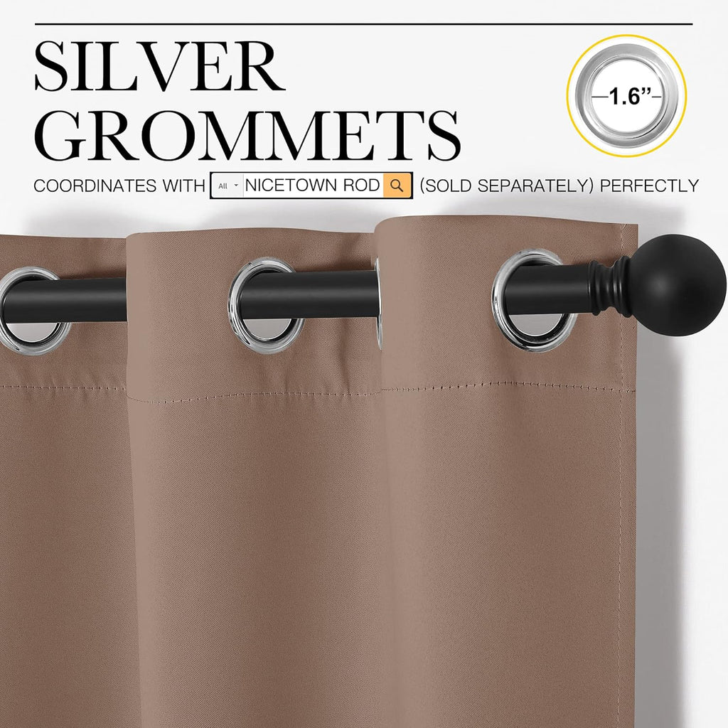 NICETOWN Blackout Curtains - Thermal Insulated Grommet Drapes for Small Windows | Set of 2, 42x68 Inch, Cappuccino