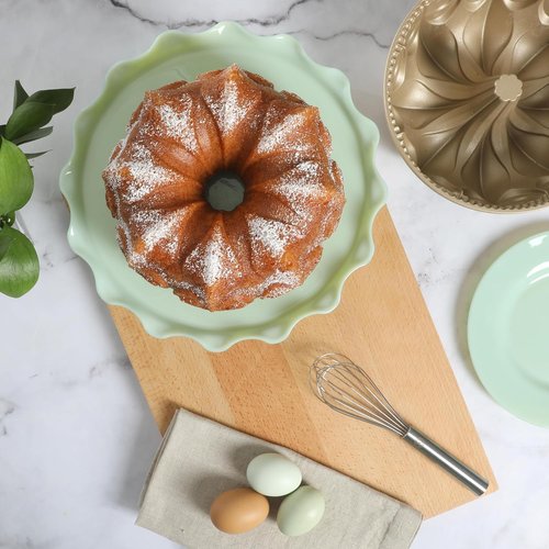 Martha Stewart Dunelle 12-Cup Nonstick Tube Cake Pan - Decorative Fluted Design in Champagne Gold