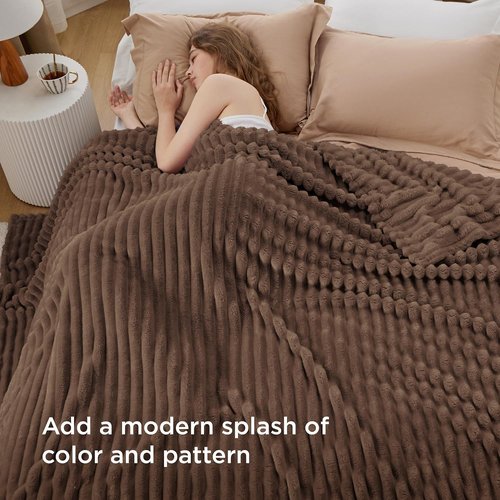 Bedsure GentleSoft Brown Fleece Blanket - Cozy, Soft Couch Throw for Women | 108x90 Inches