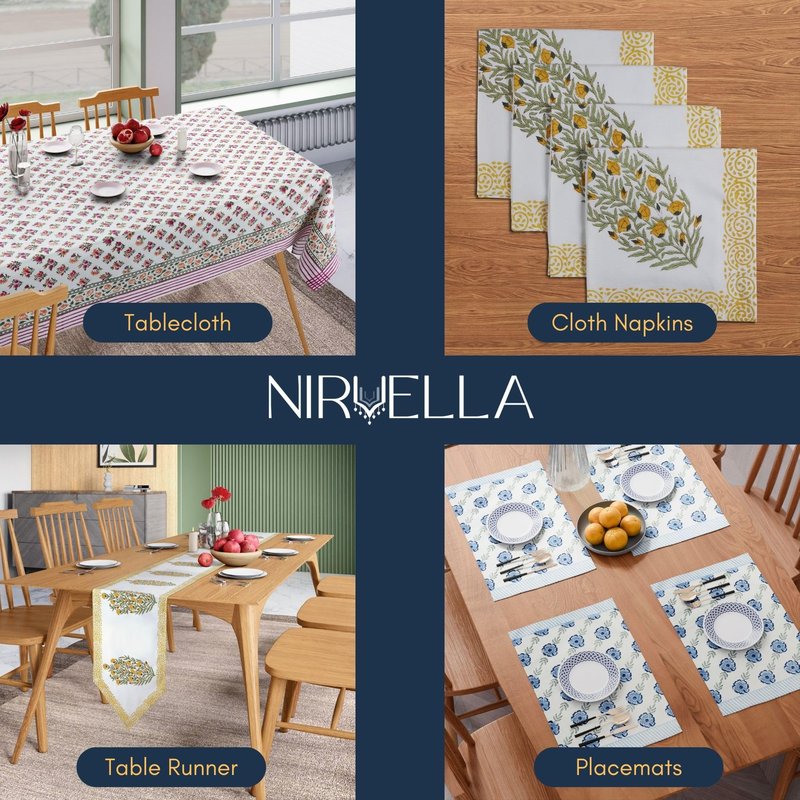 Handcrafted Hand Block Print Table Runner 72 Inch 4-6 Seater - Fall & Holiday Dinner Collection - 100% Canvas Cotton Floral - Dining Coffee Center Kitchen Table - Washable Gift-Boxed - Yellow & White