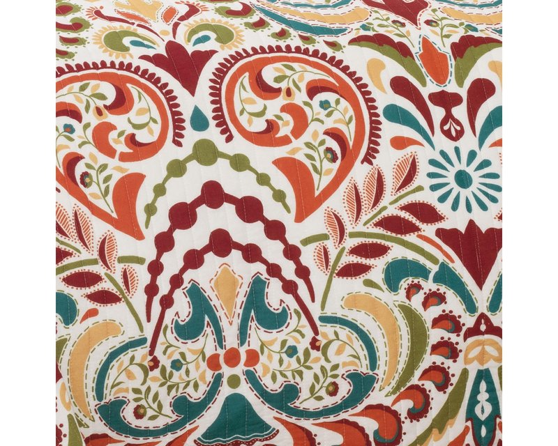 Lush Decor Clara Quilt 3 Piece Reversible Bedding Set, King, Turquiose & Tangerine