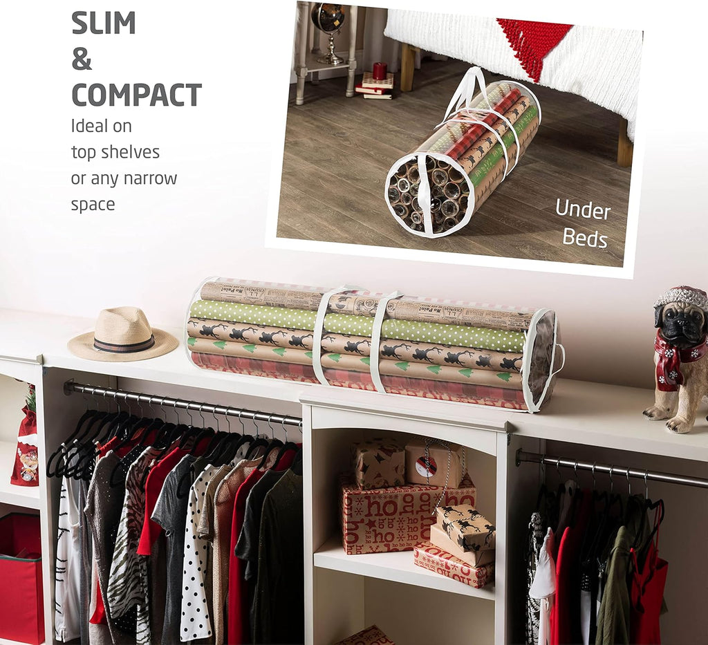 ZOBER Wrapping Paper Organizer - Waterproof 40-Inch Storage for 25 Standard Rolls