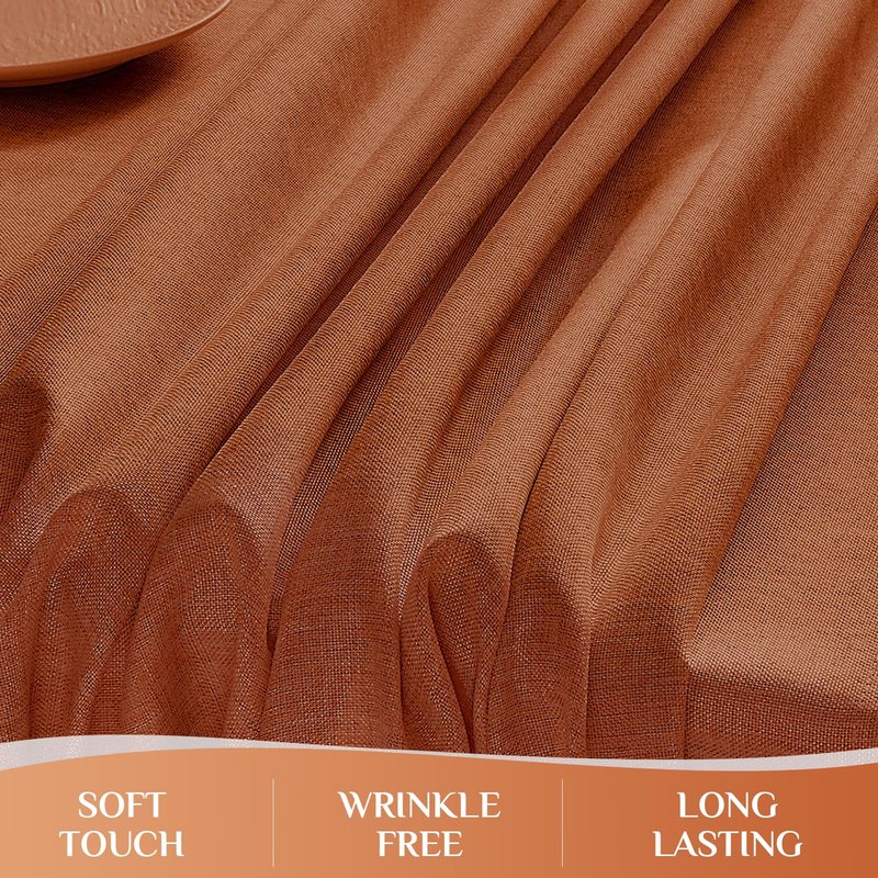 Softalker Fall Linen Textured Rectangle Tablecloth, Thanksgiving Waterproof Farmhouse Burlap Table Cloth, Stain Resistant Table Covers for Kitchen Dining Holiday Party (60 x 84, Burnt Orange)