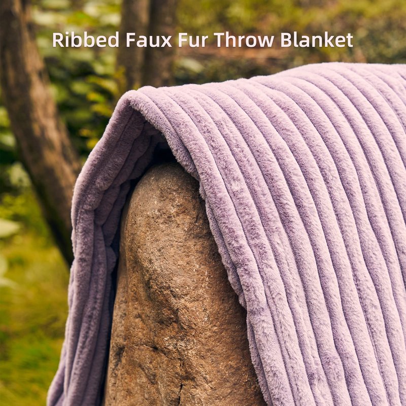 GOTCOZY Electric Blanket Heated Throw 50''X60''- Ribbed Faux Fur Heated Blanket with 4 Heating Level & 3 Hour Auto Off Heating Blanket, ETL&FCC Certified Machine Washable(Violet)