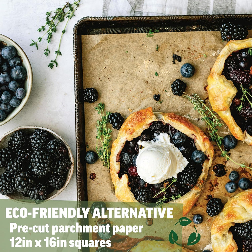 Zenlogy Parchment Paper Sheets - Unbleached, Non-Stick, High Heat | 12x16 Inches, 100 Count