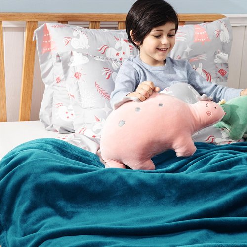 Bedsure GentleSoft Fleece Blanket - Cozy Travel Throw for Kids, 43x55 Inches, Teal Blue
