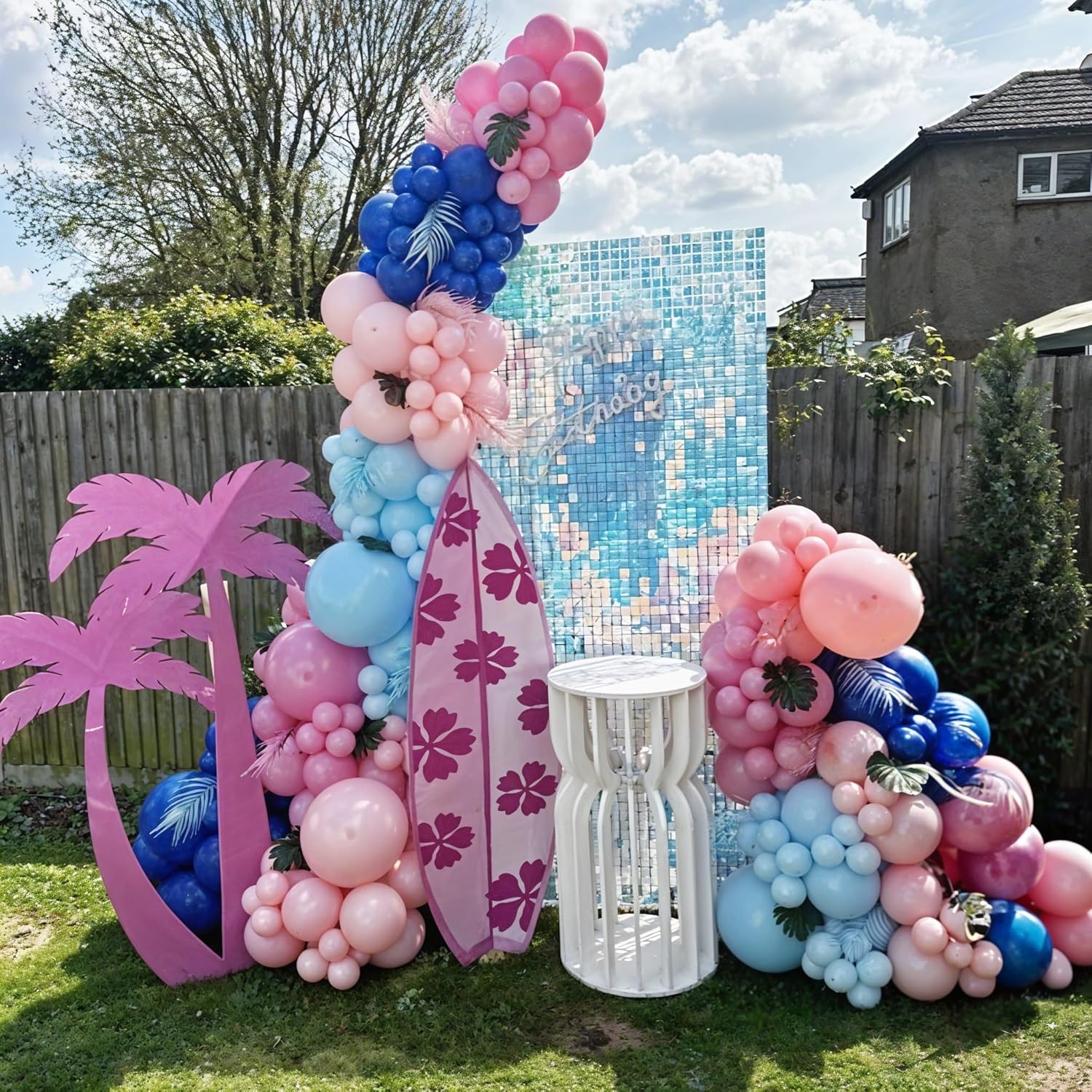 Skiennix 12-Inch Macaron & Metallic Blue Pink Balloons - Perfect for Gender Reveal & Summer Parties