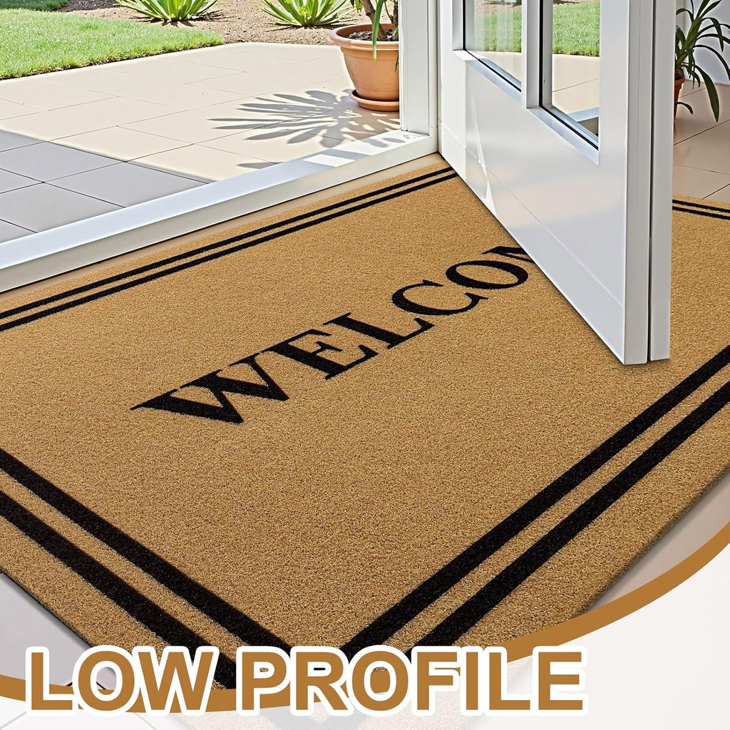 OLANLY Front Door Mat - Low Profile, Stain & Fade Resistant, Easy to Clean | Brown (35x23 Inch)