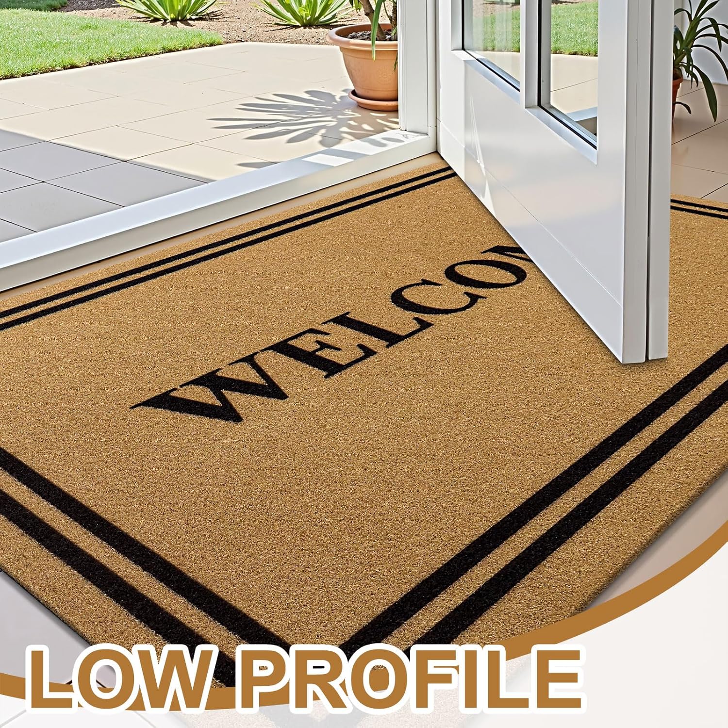 OLANLY Front Door Mat - Low Profile, Stain & Fade Resistant, Easy to Clean | Brown (35x23 Inch)