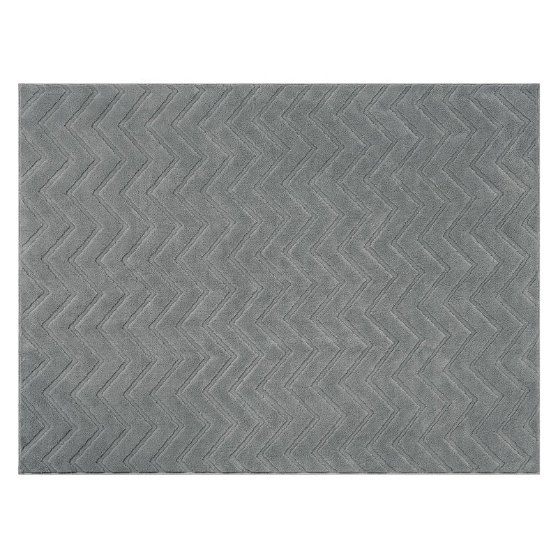 SHACOS Soft Fluffy Chevron Area Rugs 4'x5'3" Non Slip Washable High-Low Pile Textured Modern Geometric Wave Floor Rug Carpet for Living Room Bedroom Dining Room, Grey