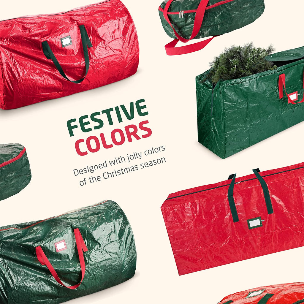 ZOBER Christmas Tree Storage Bag - Waterproof & Durable Design for 7.5 Ft Trees - Red with Drawstring Hem