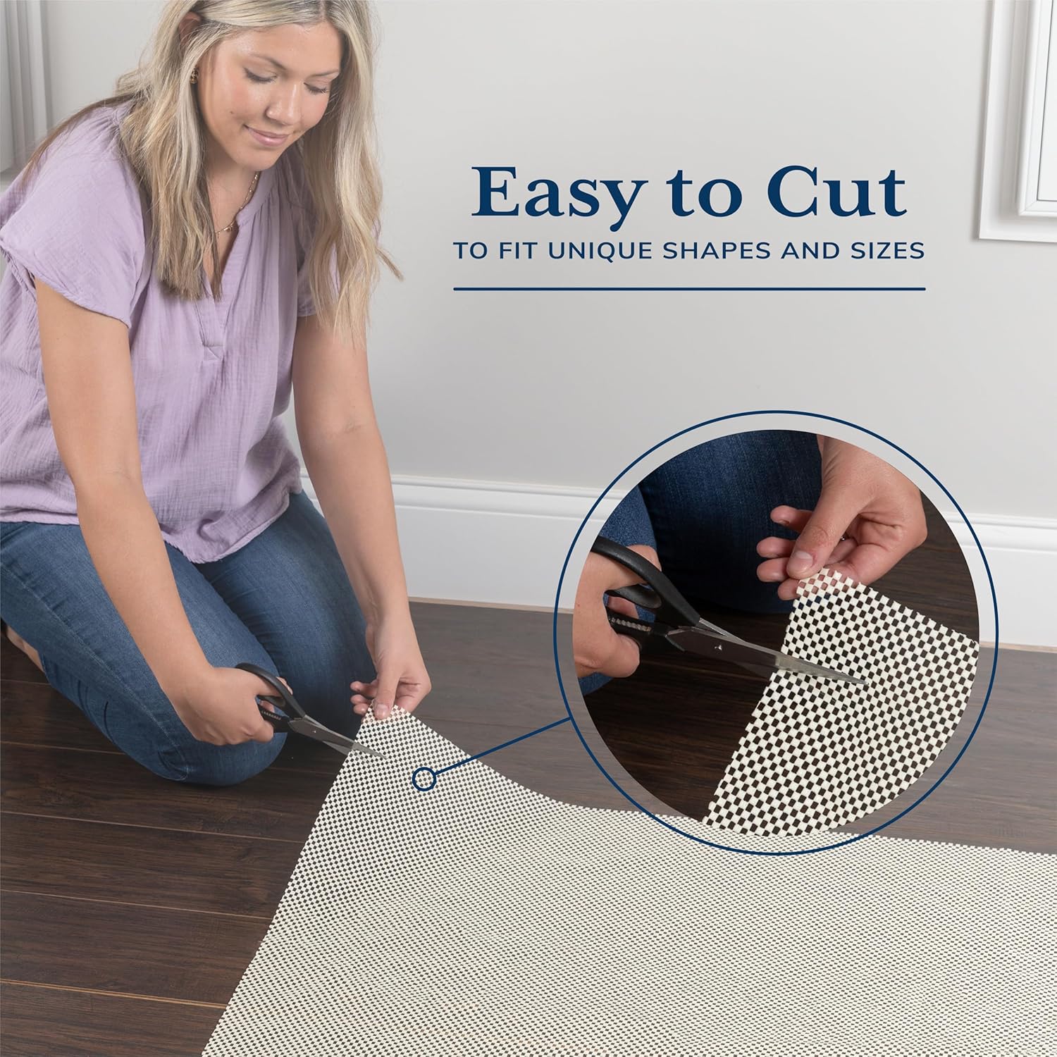 Veken Rug Pad Gripper - Non-Slip Area Rug Pad for Hardwood & Tile Floors | 3x6 Ft Anti-Skid Mat