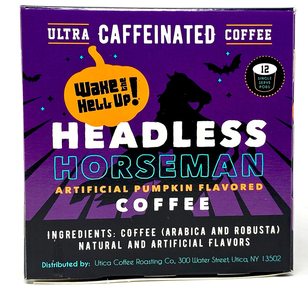Wake The Hell Up! Headless Horseman Pumpkin Flavored Single Serve Coffee Pods Of Ultra-Caffeinated Coffee For K-Cup Compatible Brewers | 24 Count, 2.0 Compatible Pods