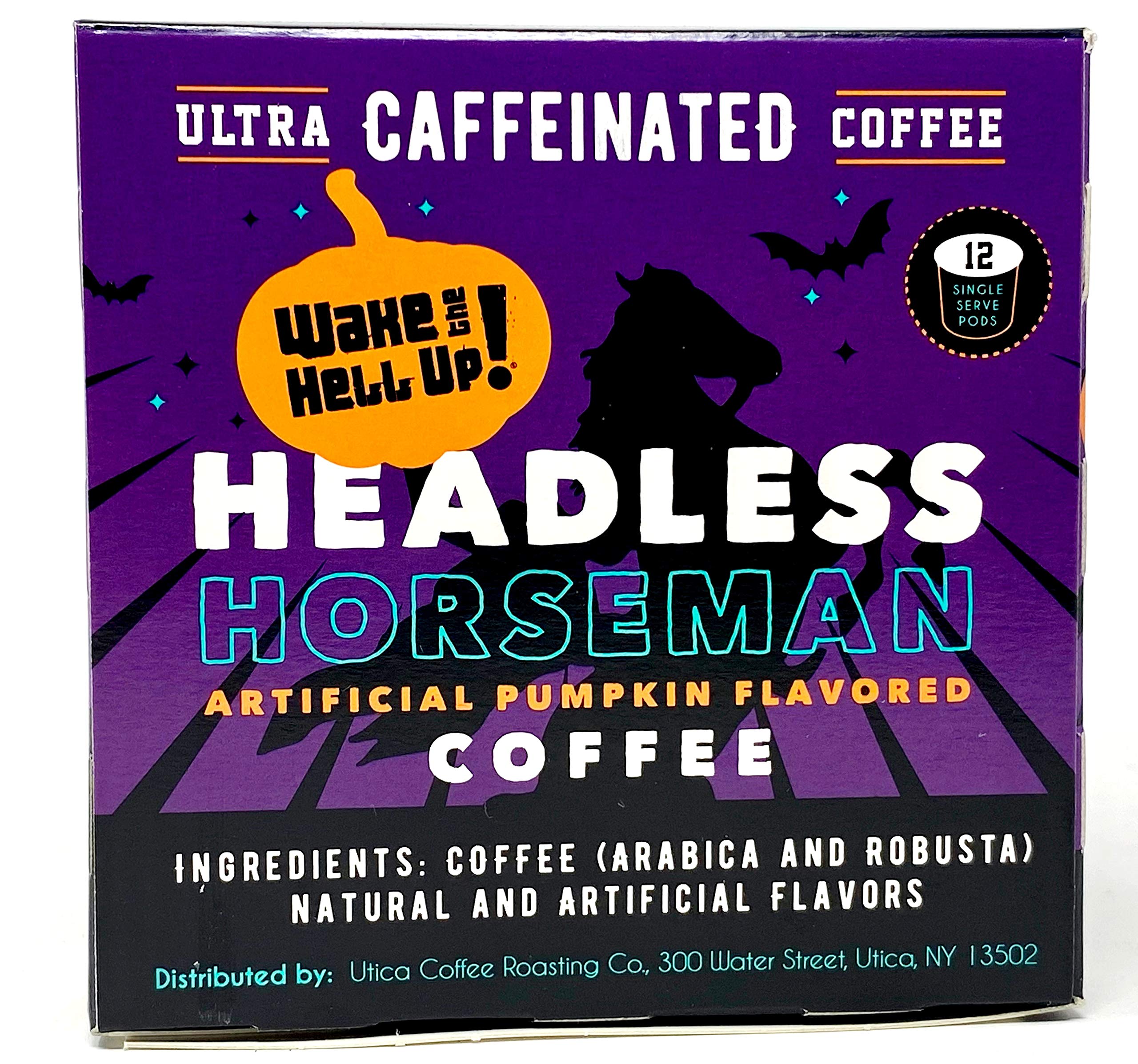 Wake The Hell Up! Headless Horseman Pumpkin Flavored Single Serve Coffee Pods Of Ultra-Caffeinated Coffee For K-Cup Compatible Brewers | 24 Count, 2.0 Compatible Pods