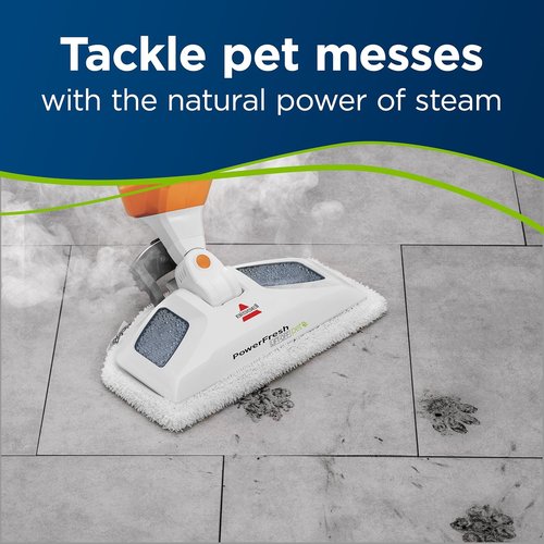 Bissell PowerFresh Lift-Off Pet Steam Mop - Versatile Hard Floor Cleaner for Tile & Wood | Model 1544A, Orange