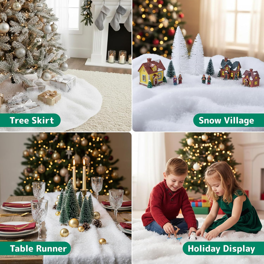 PREXTEX Artificial Snow Roll - Large Fluff for Christmas Displays | 94"x31" Thick White Blanket for Holiday Décor