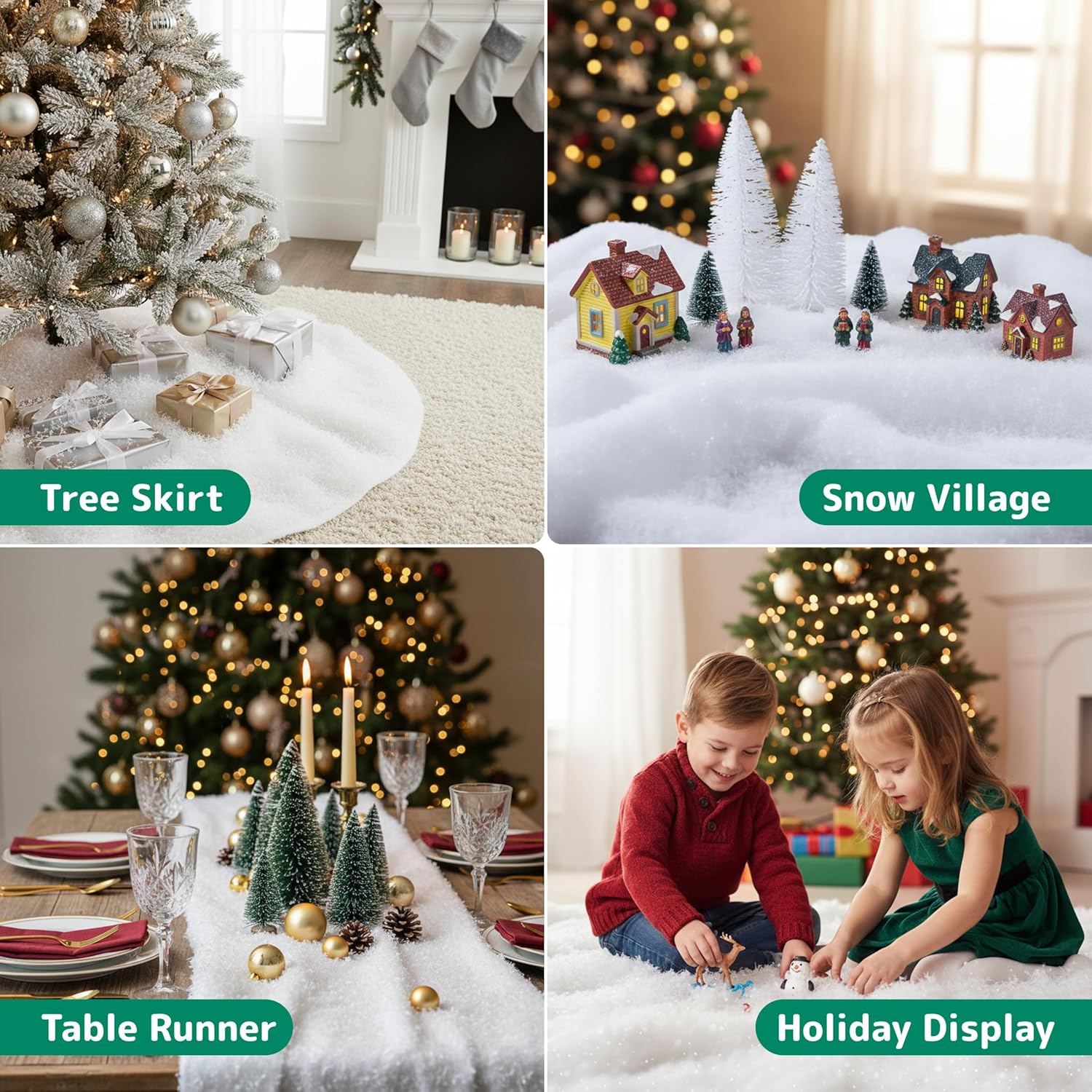 PREXTEX Artificial Snow Roll - Large Fluff for Christmas Displays | 94"x31" Thick White Blanket for Holiday Décor