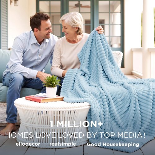 Bedsure GentleSoft Blue Fleece Blanket - Cozy Light Blue Throw for Couch, 60x80 Inches