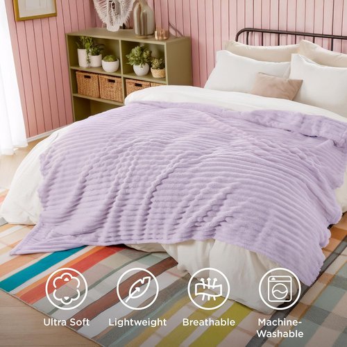 Bedsure GentleSoft Lavender Fog Full Blanket - Cozy, Soft Throw for Women & Girls | 84x90 Inches