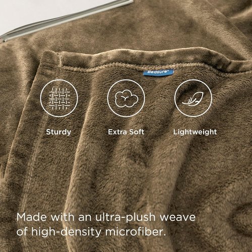 Bedsure GentleSoft Fleece Blanket - King Size Camel | Soft, Lightweight, Plush Microfiber, 108x90 Inches