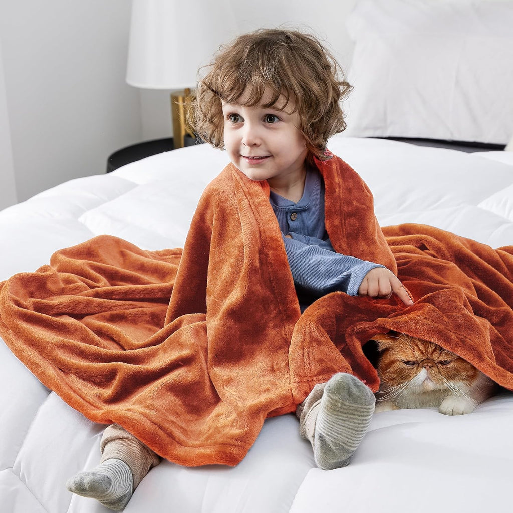 Bedsure GentleSoft Fleece Blanket - Cozy Small Throw for Kids, 43x55 Inches, Dark Orange