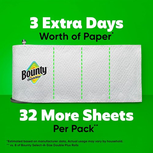 Bounty Paper Towels - Quick Size, Ultra Absorbent, 8 Family Rolls - White