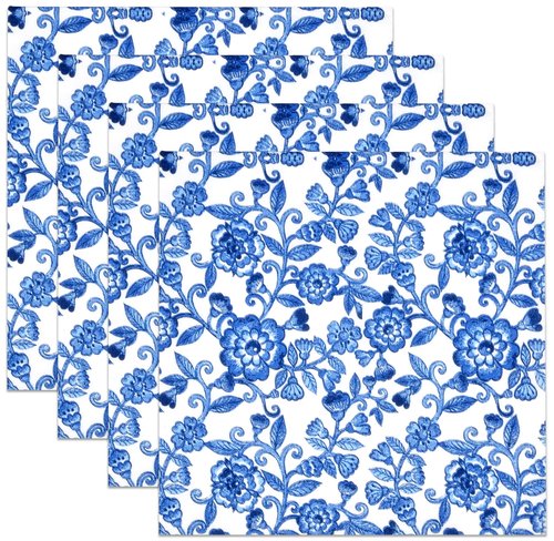 Gift Boutique 100 Blue Floral Cocktail Beverage Napkins Disposable Paper Spring Blue Flowers Dessert Napkin for Spring Flower Wedding Holiday Bridal & Baby Shower Tableware Party Supplies
