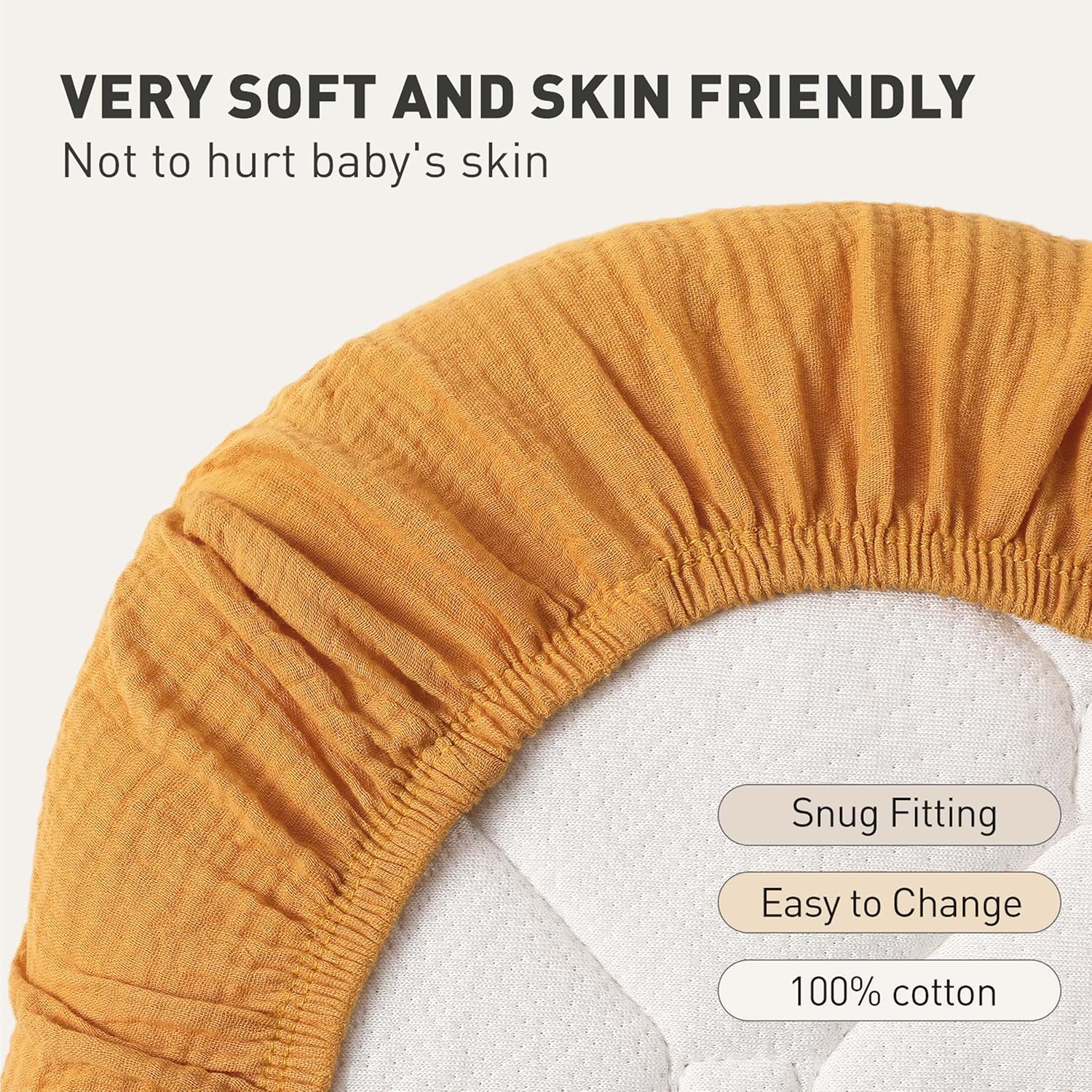 Skiennix Muslin Bassinet Fitted Sheets - Soft, Breathable Cotton | 2-Pack for Oval & Rectangle Cradles