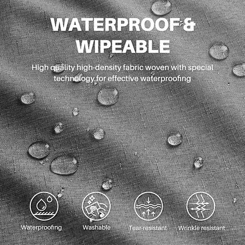 IVAPUPU Textured Linen Table Cloth for Rectangle Table - Grey Tablecloths Rectangular Waterproof Wrinkle Free Wipeable Dining Table Cover for Spring Wedding Birthday Kitchen Decor, 52 x 70 Inch