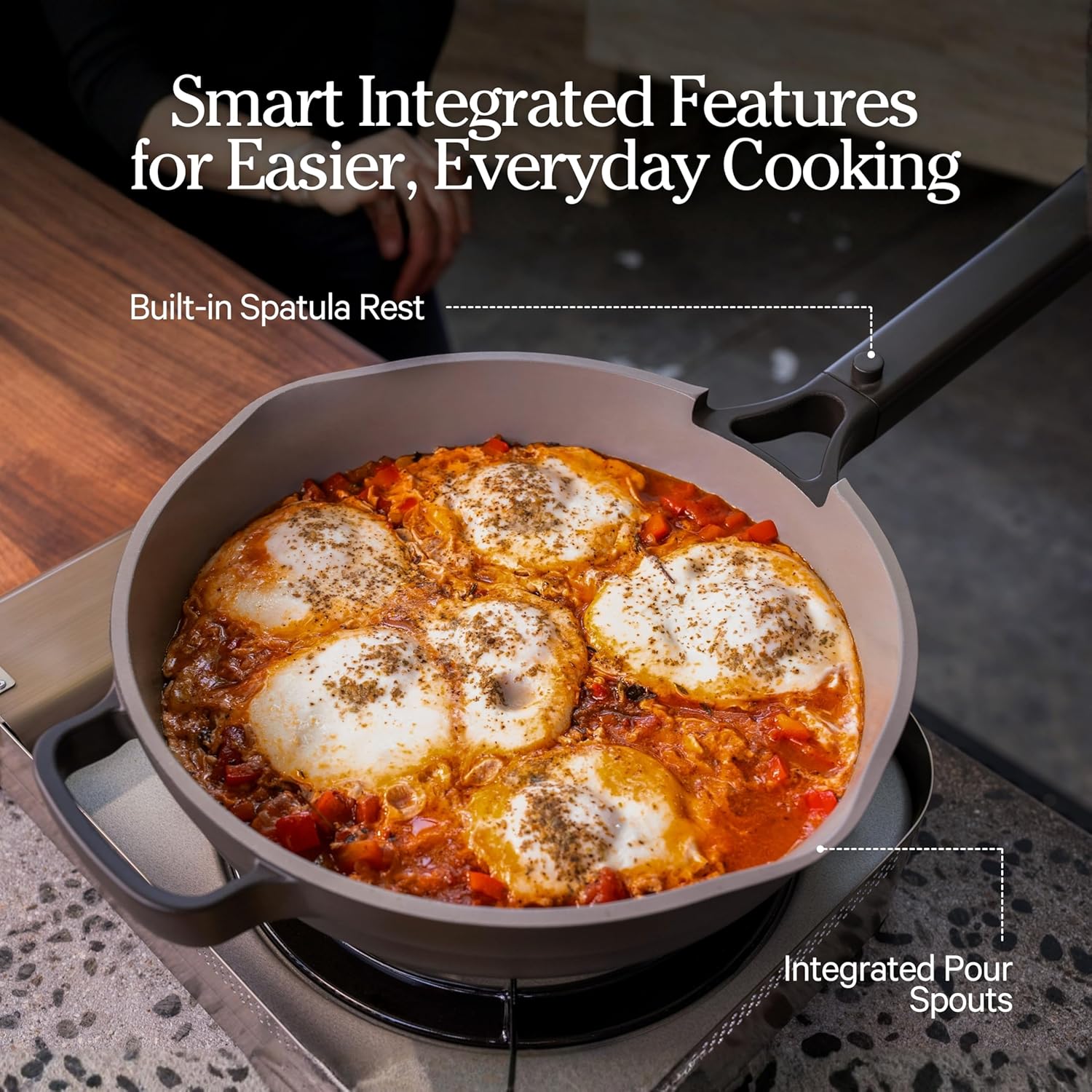 Our Place Large Always Pan - 12.5" Nonstick Ceramic Cookware with Modular Lid & Beechwood Spatula | Oven-Safe to 450°F
