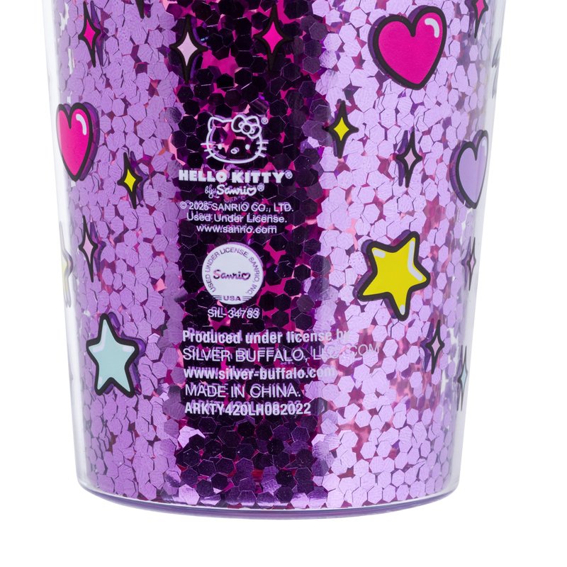 Silver Buffalo Sanrio Hello Kitty Rainbow Confetti Carnival Cup with Lid and Straw | 32 Ounces