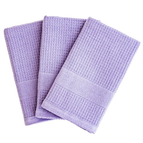 Luzia Premium Purple Kitchen Towels; Stylish and Absorbent - Waffle Weave Dish Towels Turkish Cotton – Set of Three, Lavender