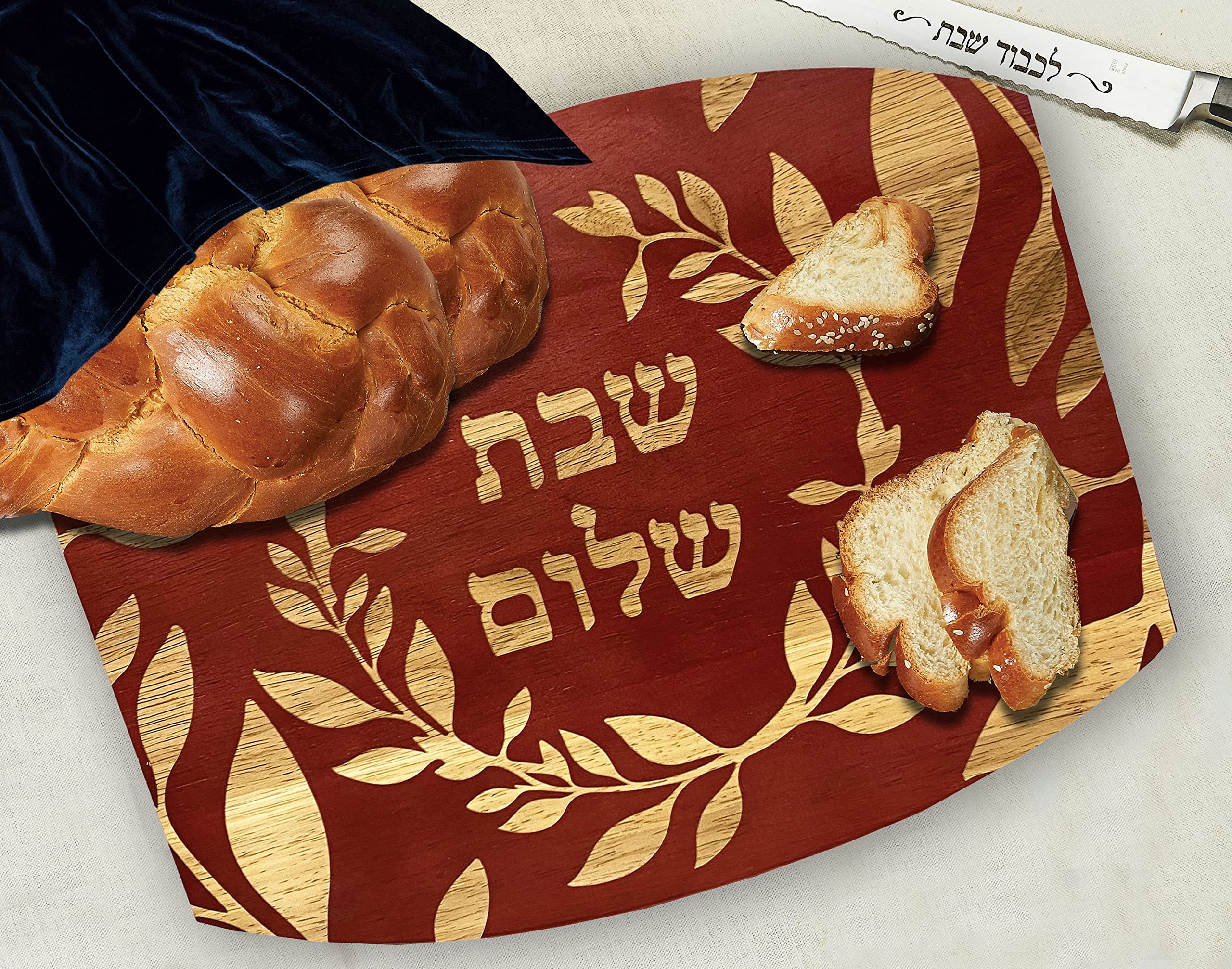 Rite Lite Challah Board with Etched Flower Design Shabbat Bread Board- Perfect Jewish Home Gift (Yellow and Clear)