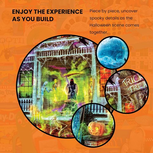 MasterPieces Halloween Glow In The Dark Jigsaw Puzzle - 1000 Piece Haunted House Design | Perfect Spooky Decor 19.25” x 26.75”
