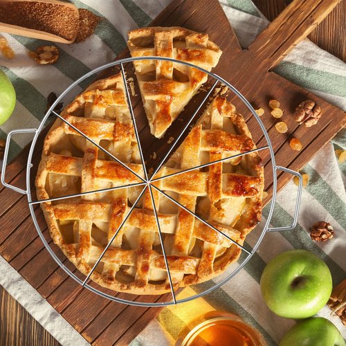 2 Pieces Pie Cutter Cake Marker Round 10.6 Inches Diameter Stainless Steel Cake Cutter Slicer Rust Proof, Divider with Side Handle Press for Commercial Home(8 Slice)