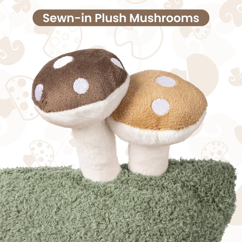AELS Modern Farmhouse Decorative Mushroom Pillow Covers 18x18 with Two Small Mushroom Plush Sewed in, Cozy Plush Cushion Case for Bed Couch Sofa, Green