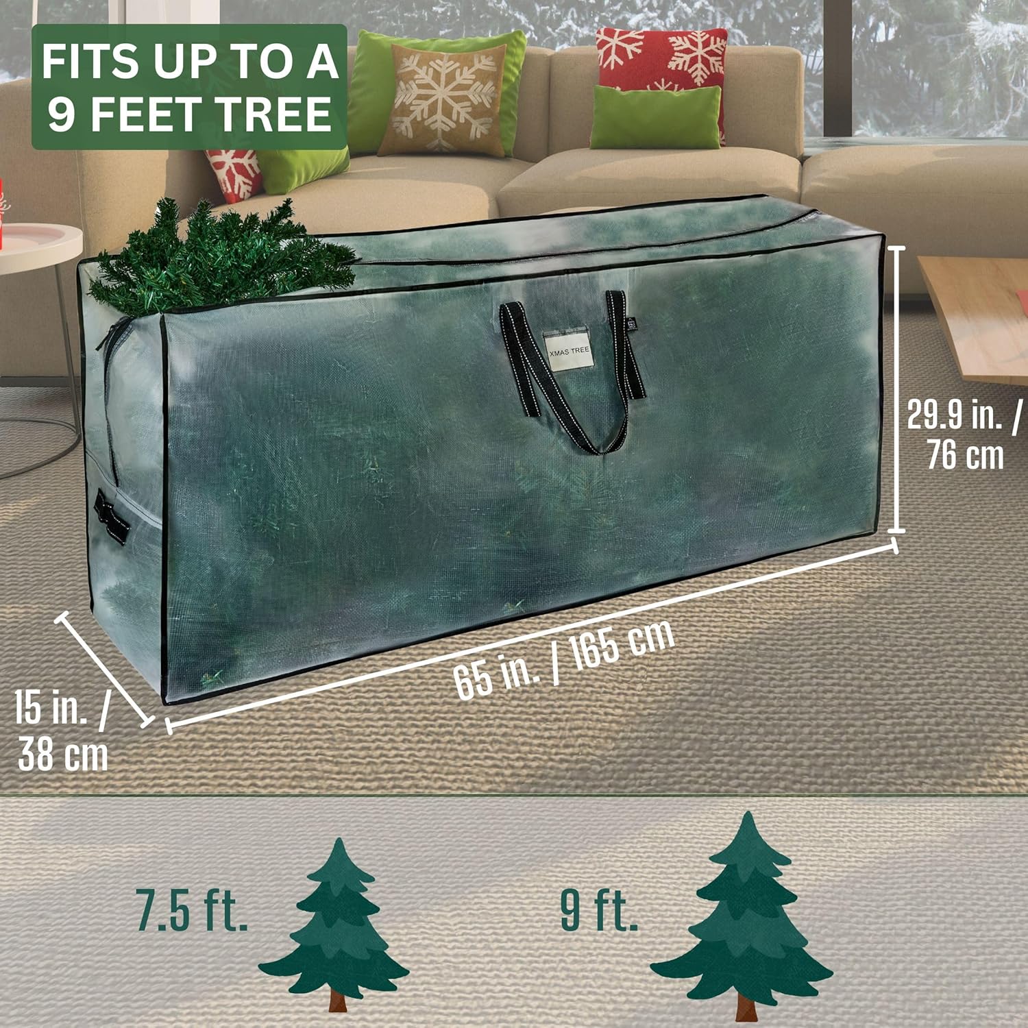 VENO Clear Christmas Tree Storage Bag | Heavy-Duty 9 Ft Capacity with Zipper & Durable Handles (2 Pack)