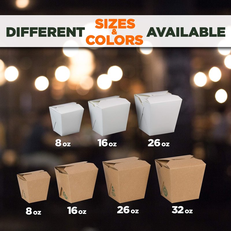 Fit Meal Prep 50 Pack 32 oz Chinese Take Out Boxes - 4.5x4” Plain Kraft Paperboard Food Containers, Leak and Grease Resistant Quart Size Asian Rectangle To Go Boxes, Candy Buffet Box and Party Favors