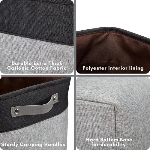 DECOMOMO Extra Large Fabric Storage Baskets - 54.5L Organizing Bins for Linen Closet & Nursery | Grey & Black, 3 Pack