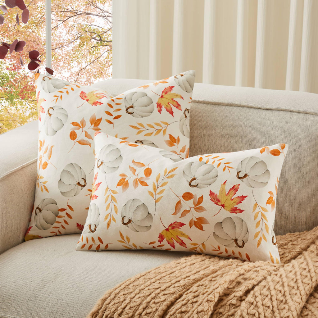 YZJZEDS 100% Cotton Fall Pillow Covers Set of 2, 22x22 Inch Pumpkin & Maple Leaf Print Farmhouse Thanksgiving Throw Pillow Covers Cushion Case Fall Home Decor for Sofa Bed Living Room