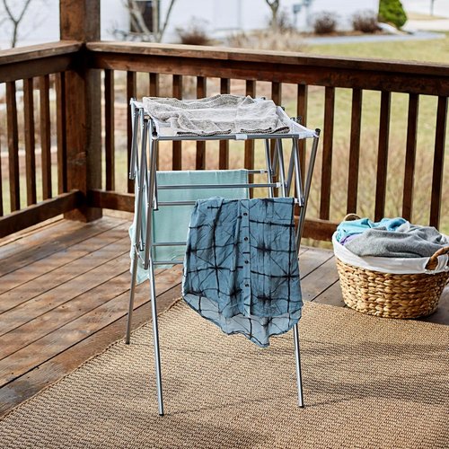 Household Essentials Clothes Drying Rack - Foldable, Expandable & Collapsible | Silver Finish