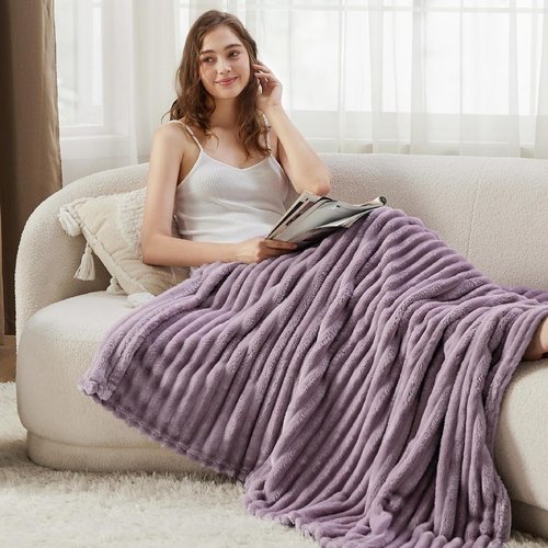 Bedsure GentleSoft Light Purple Throw Blanket - Cozy Soft Couch Blanket for Women | Perfect Gift for Mom, 50x60 Inches