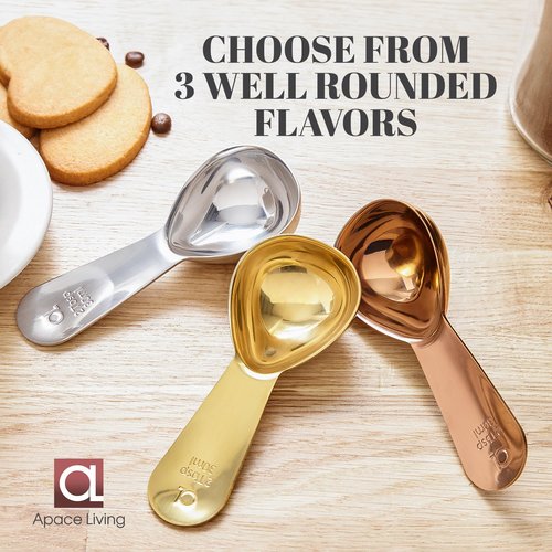 Apace Living Coffee Scoop (Set of 2) - 2 Tablespoon (2 Tbsp / 1/8 Cup / 1 oz) - The Best Stainless Steel Measuring Spoons for Coffee, Tea, and More