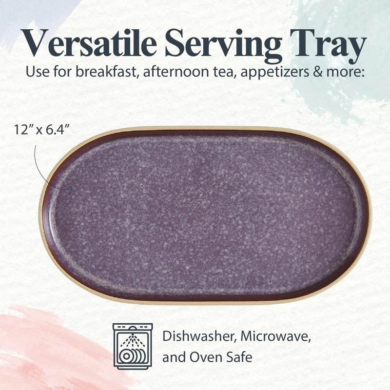 Portmeirion Minerals Oval Dish (12"x 6.4") - Stoneware Tableware with Unique Amethyst Glaze - Contemporary Dining & Essential Scandinavian Entertaining, Durable Ceramic Server for Meals & Gatherings