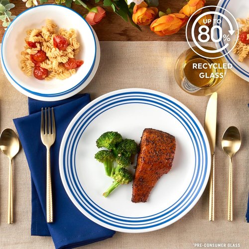 Corelle Vitrelle 18-Piece Dinnerware Set | Service for 6 | Triple Layer Chip & Crack Resistant - Laila Design