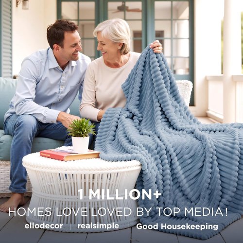 Bedsure GentleSoft Queen Blanket - Cozy Blue Throw for Women | Large 90x90 Inches for Fall Comfort